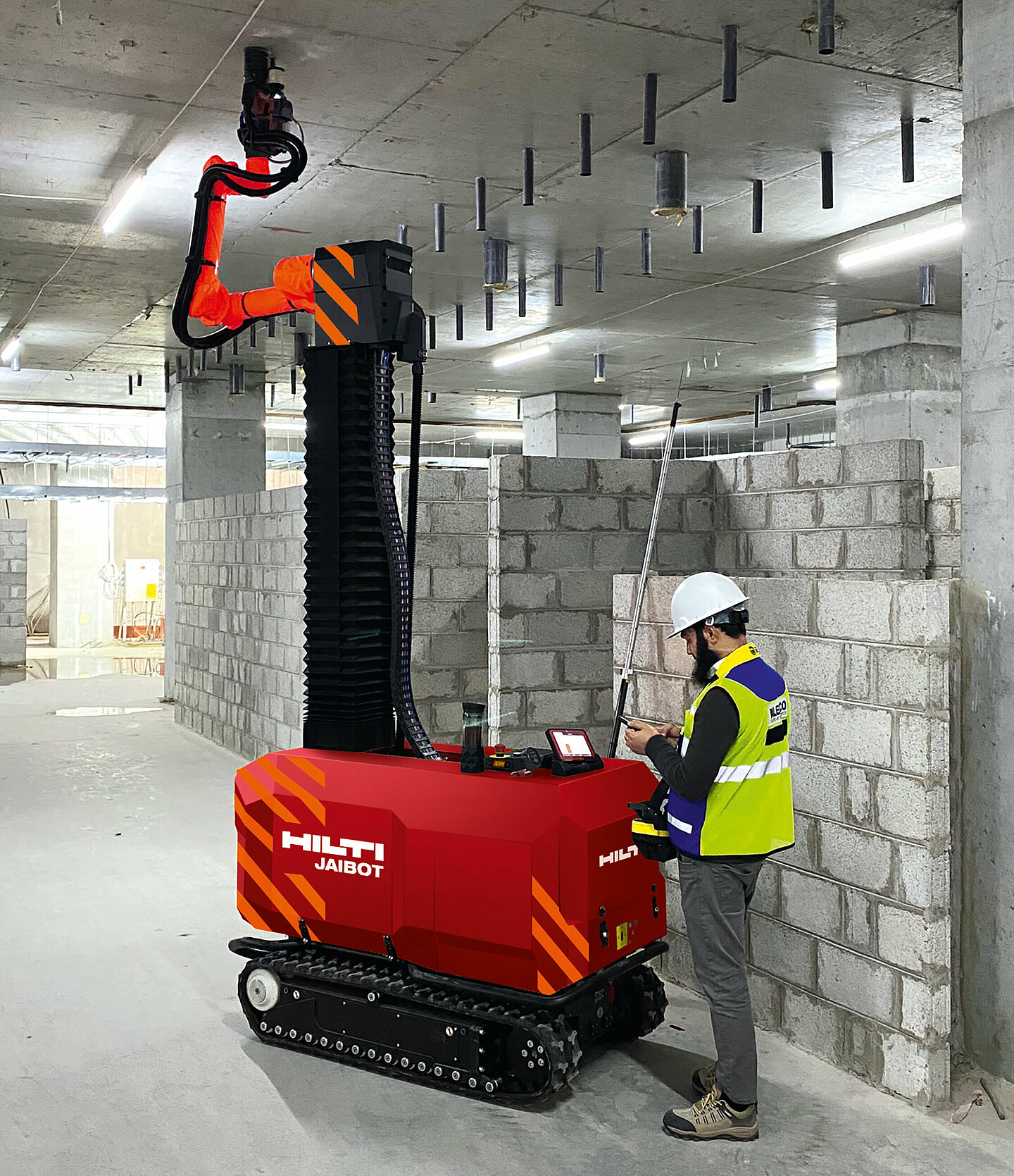 Photo: Hilti: Jaibot drilling into the ceiling