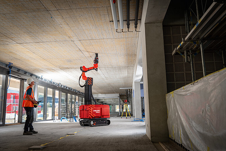 Photo: Hilti: Jaibot drilling into the ceiling