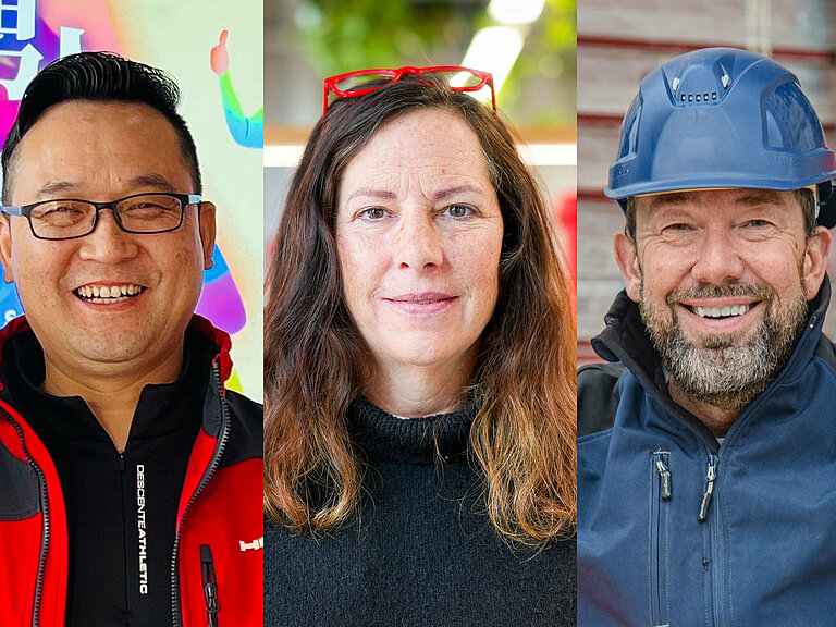 Photo: Hilti: A collage of the portrait photos of Owen, Doreen and Robert