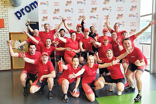 Photo: Hilti: A group of volunteers at Hilti Netherlands pose for the camera in Hilti sportswear