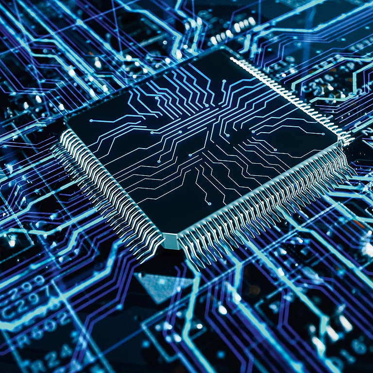 Close-up of an advanced memory chip.