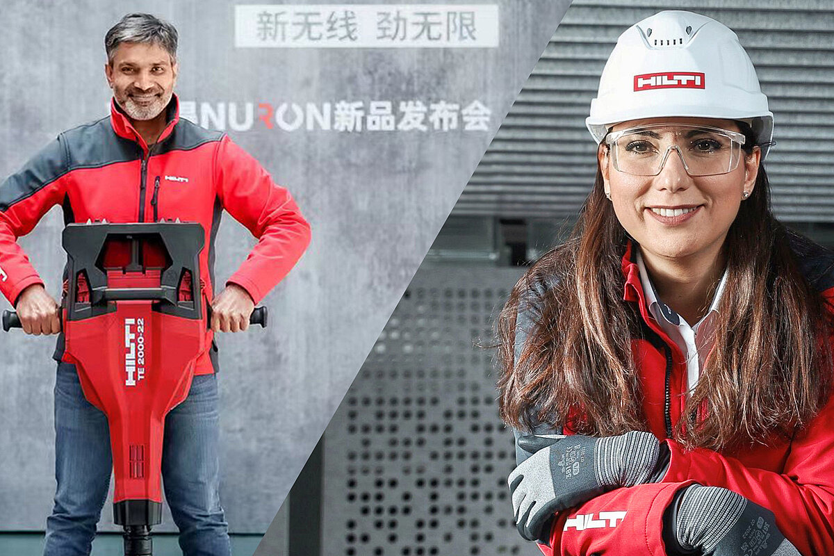 Split image showing Banu Deniz Çetinkol and Akash Chauhan in safety clothing.