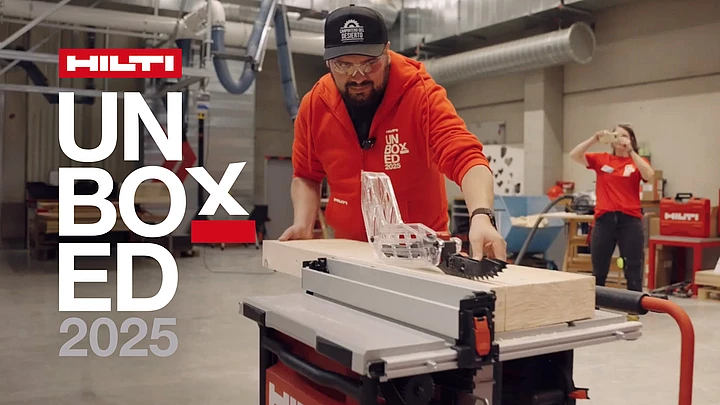 Enthusiastic face of a Hilti employee testing tools with cordless solutions.